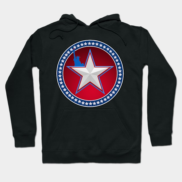 Red Blue White Star United States of America Hoodie by Yiorgos Designs